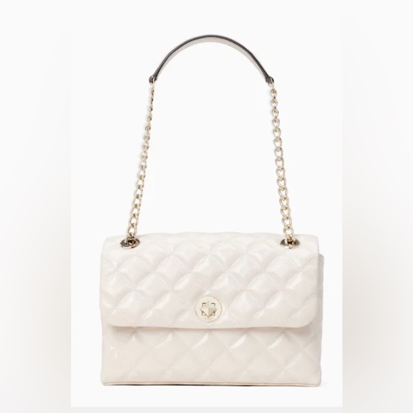 New KateSpade Natalia Medium Flap Shoulder Bag Quilted Crinkle (color) Parchment